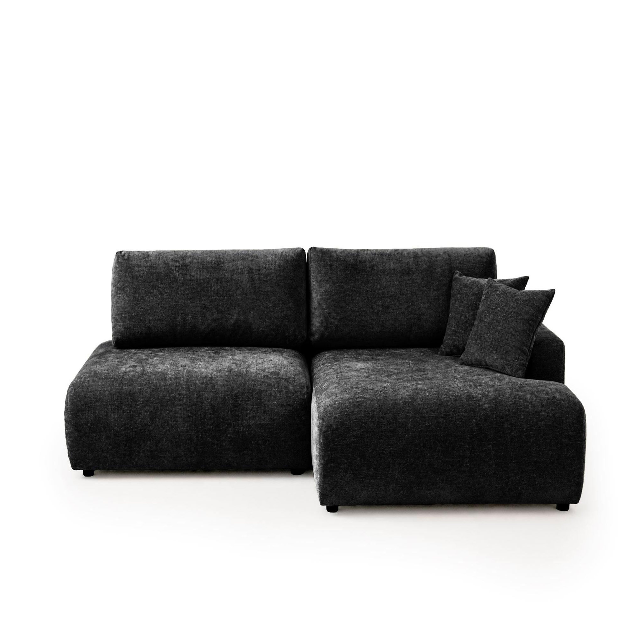 Voir la diapositive 1 : BEST MOBILIER Pivoine - canapé d'angle ouvert droit 4 places convertible avec coffre en tissu texturé