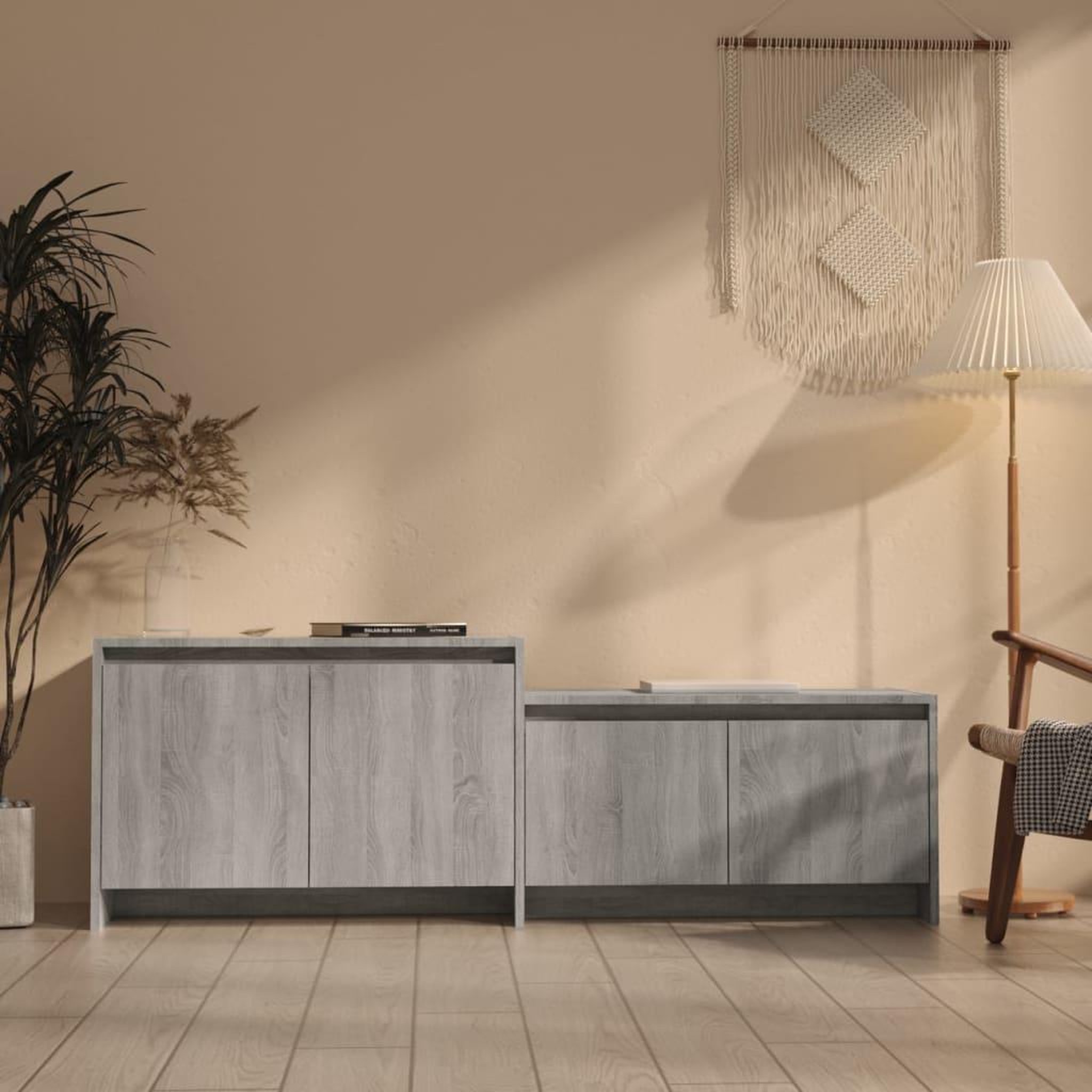 VIDAXL Meuble TV Sonoma gris 146,5x35x50 cm Bois d'ingenierie