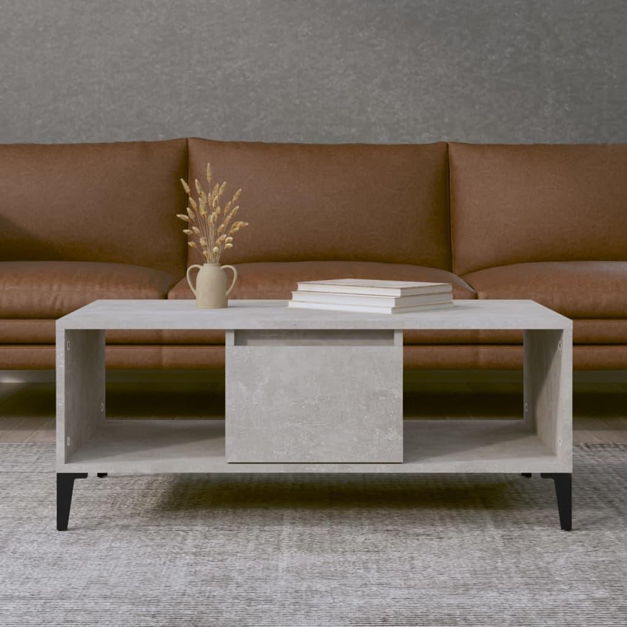 Voir la diapositive 1 : VIDAXL Table basse Gris beton 90x50x36,5 cm Bois d'ingenierie