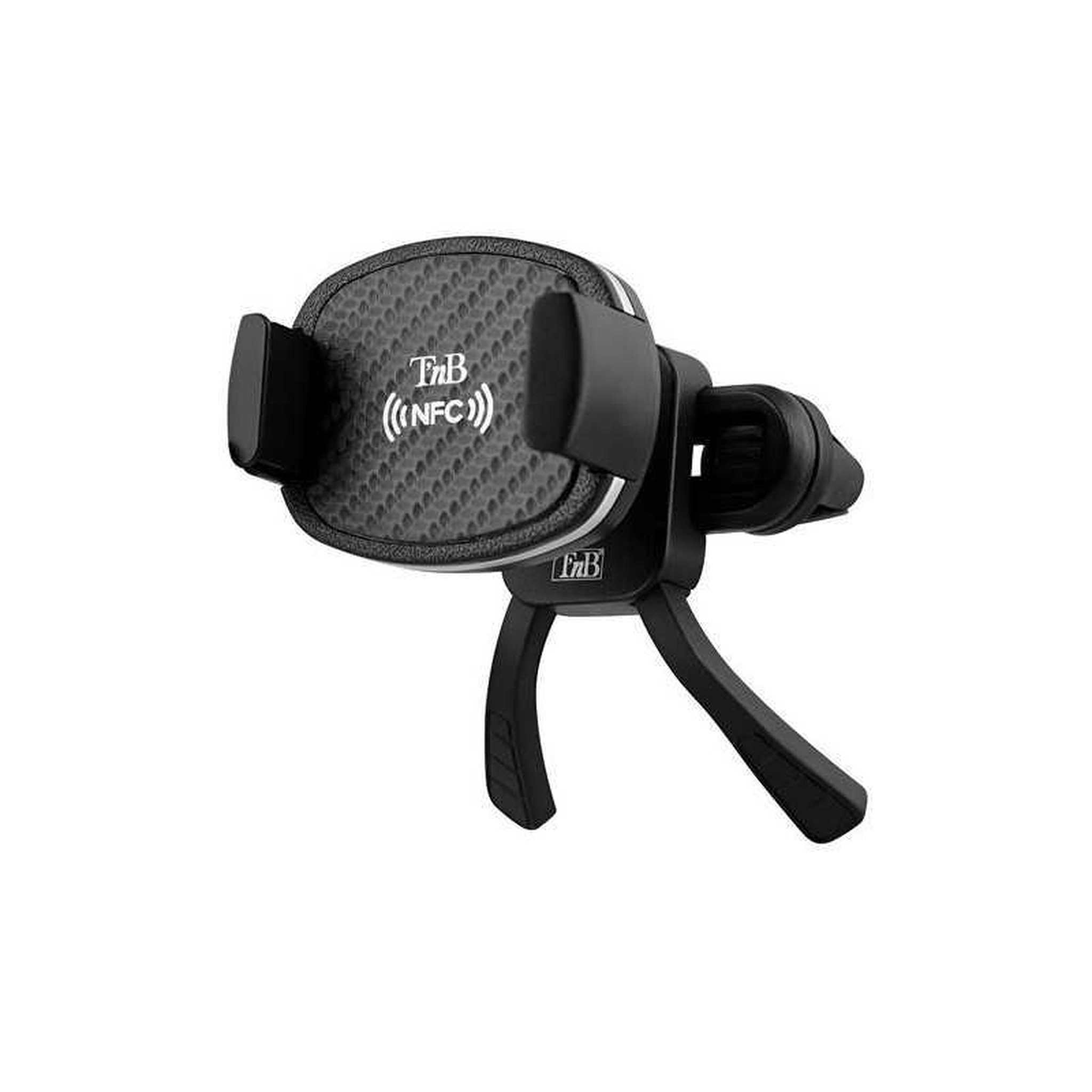 TNB Support téléphone voiture nfc noir pour grille d'aération, mâchoire universelle jusqu'à 6 pouces, tête rotative 360°