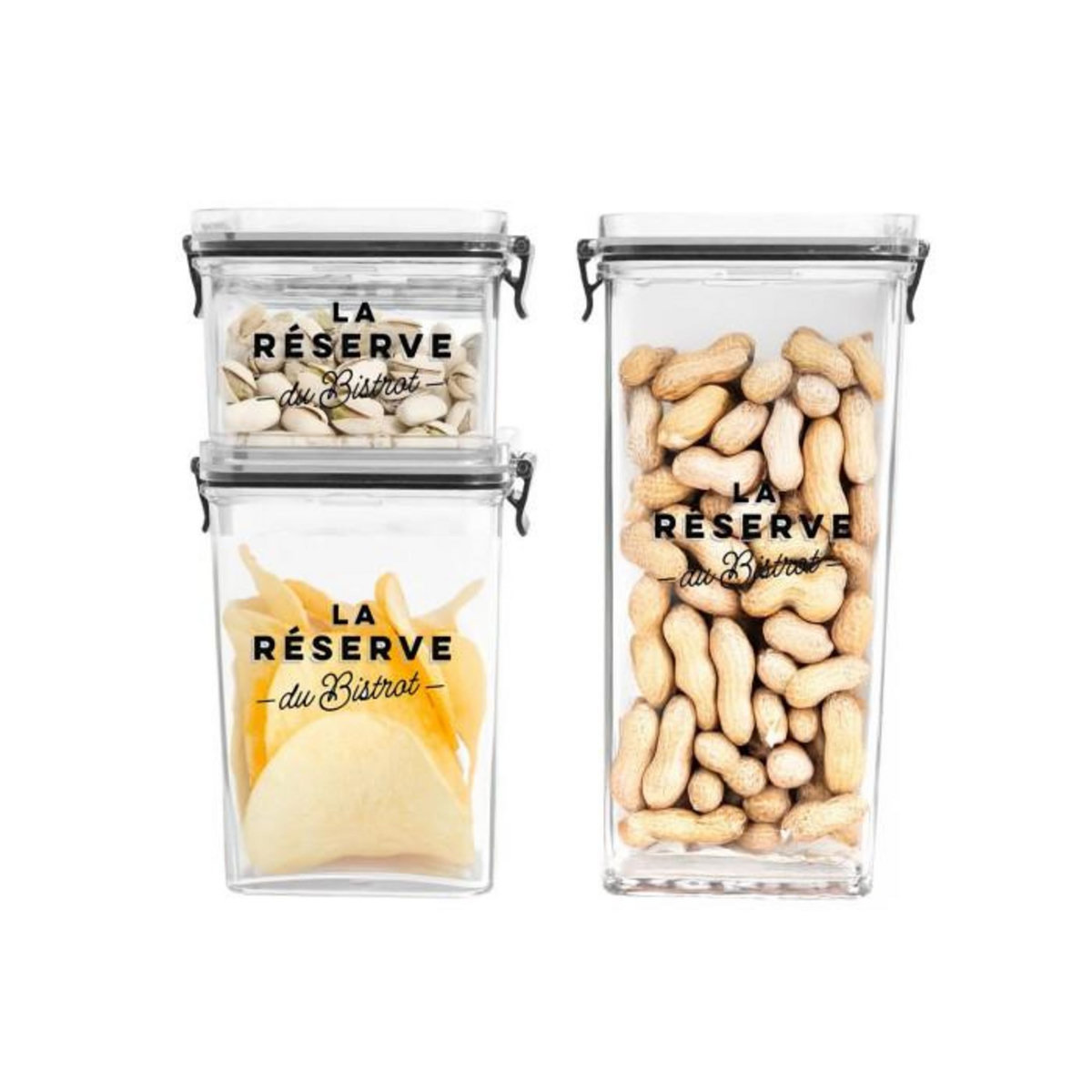 Paris Prix Lot de 3 Boîtes de Conservation Empilables  Bistrot  2,46L Transparent