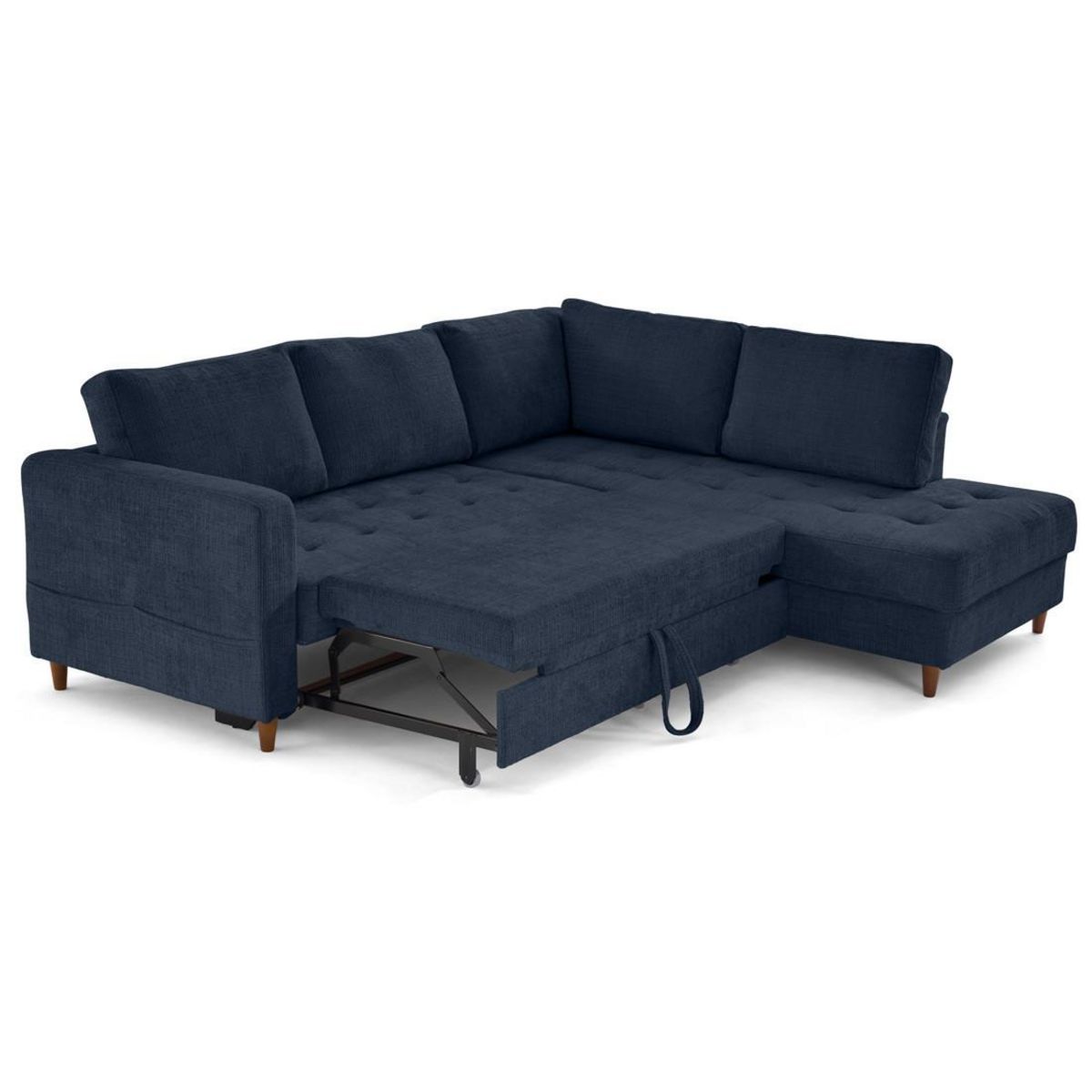 LISA DESIGN Anna - canapé d'angle droit 5 places convertible en velours texturé