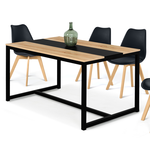 ID MARKET Table à manger rectangle DOVER 6 personnes bande centrale noire design industriel 120 cm