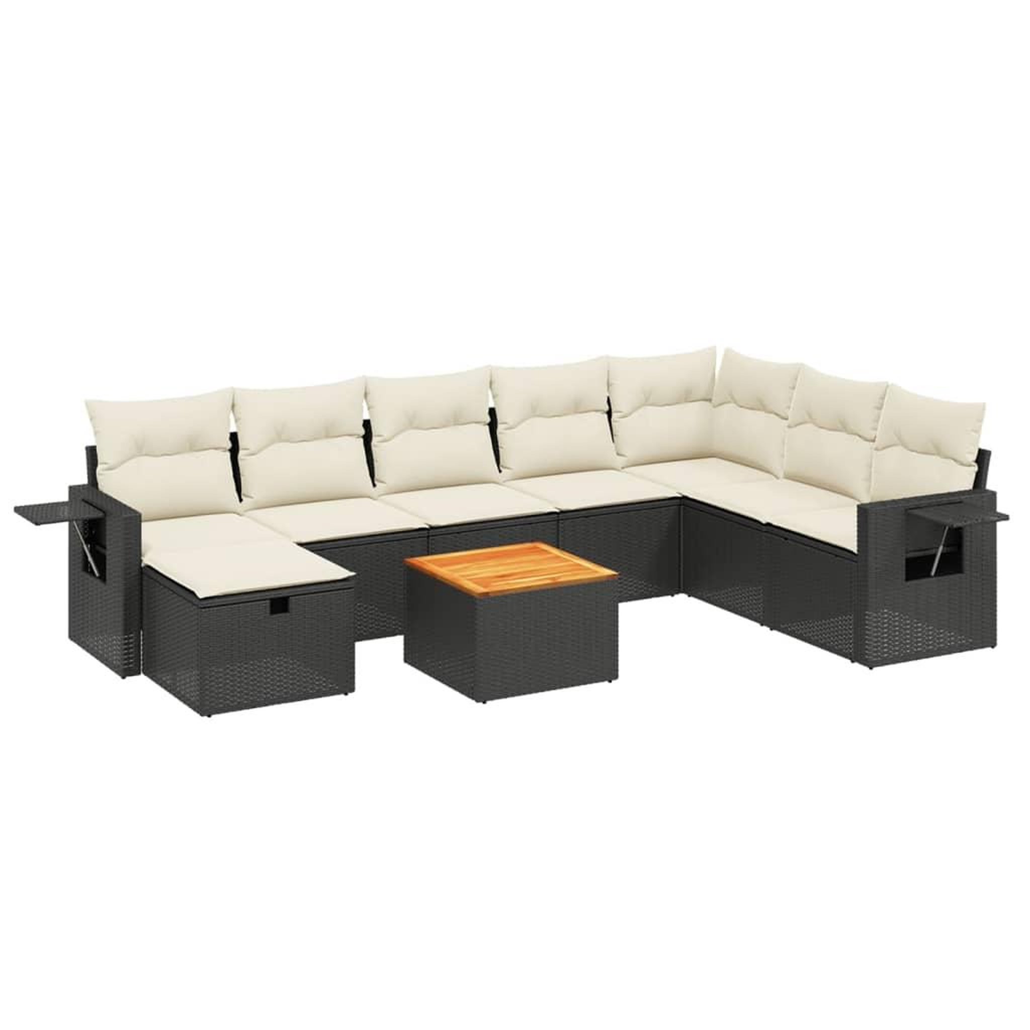 Voir la diapositive 2 : VIDAXL Salon de jardin 9 pcs avec coussins noir resine tressee