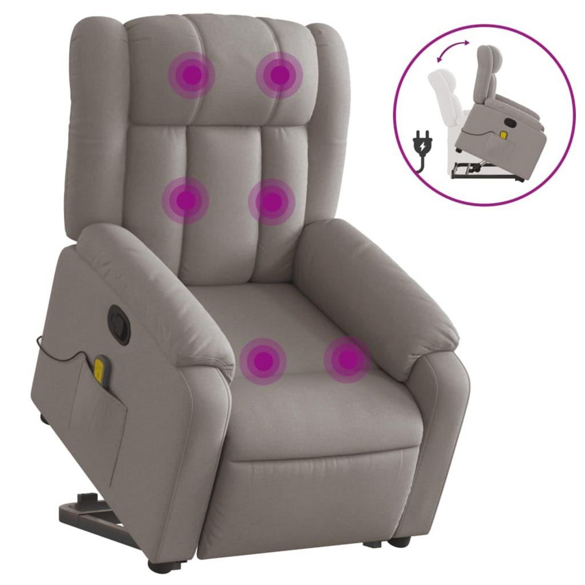 VIDAXL Fauteuil inclinable de massage Taupe Tissu