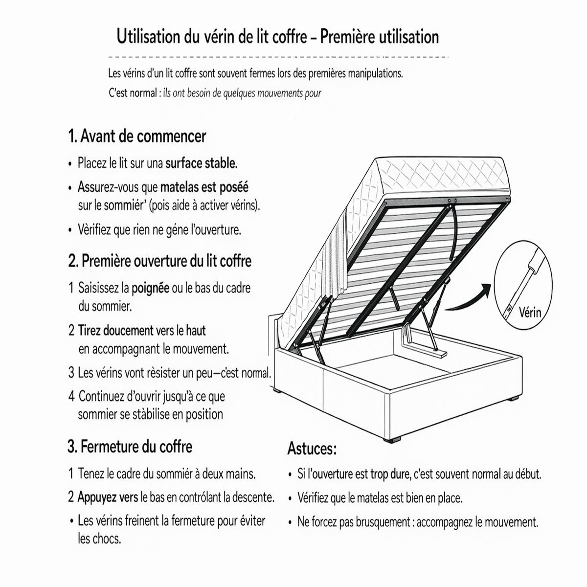 LITERIE JULIEN Ensemble Lit Coffre et Matelas  Haute Densité Confort Souple