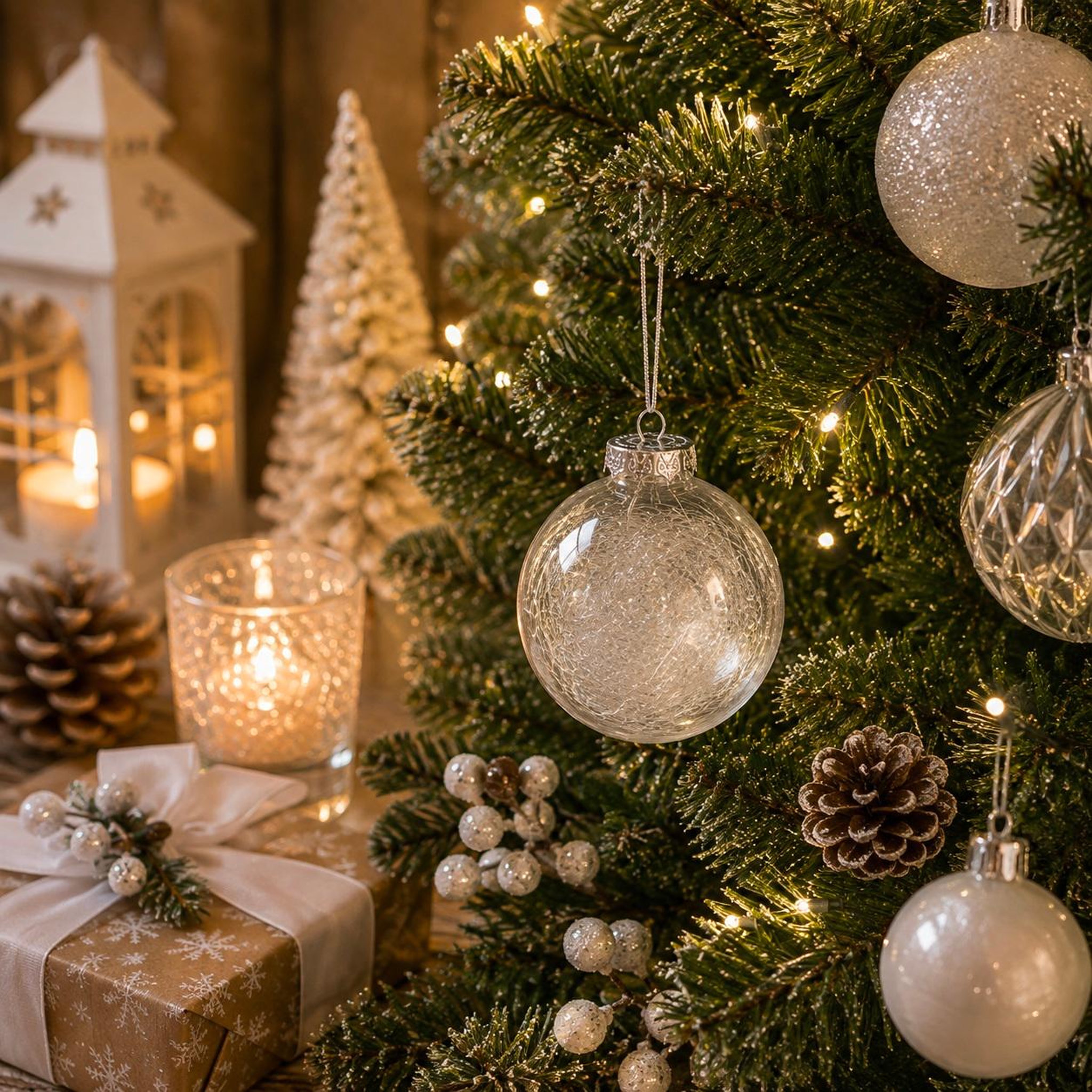 Voir la diapositive 2 : Eden Boule de noël transparente avec cheveux d'ange
