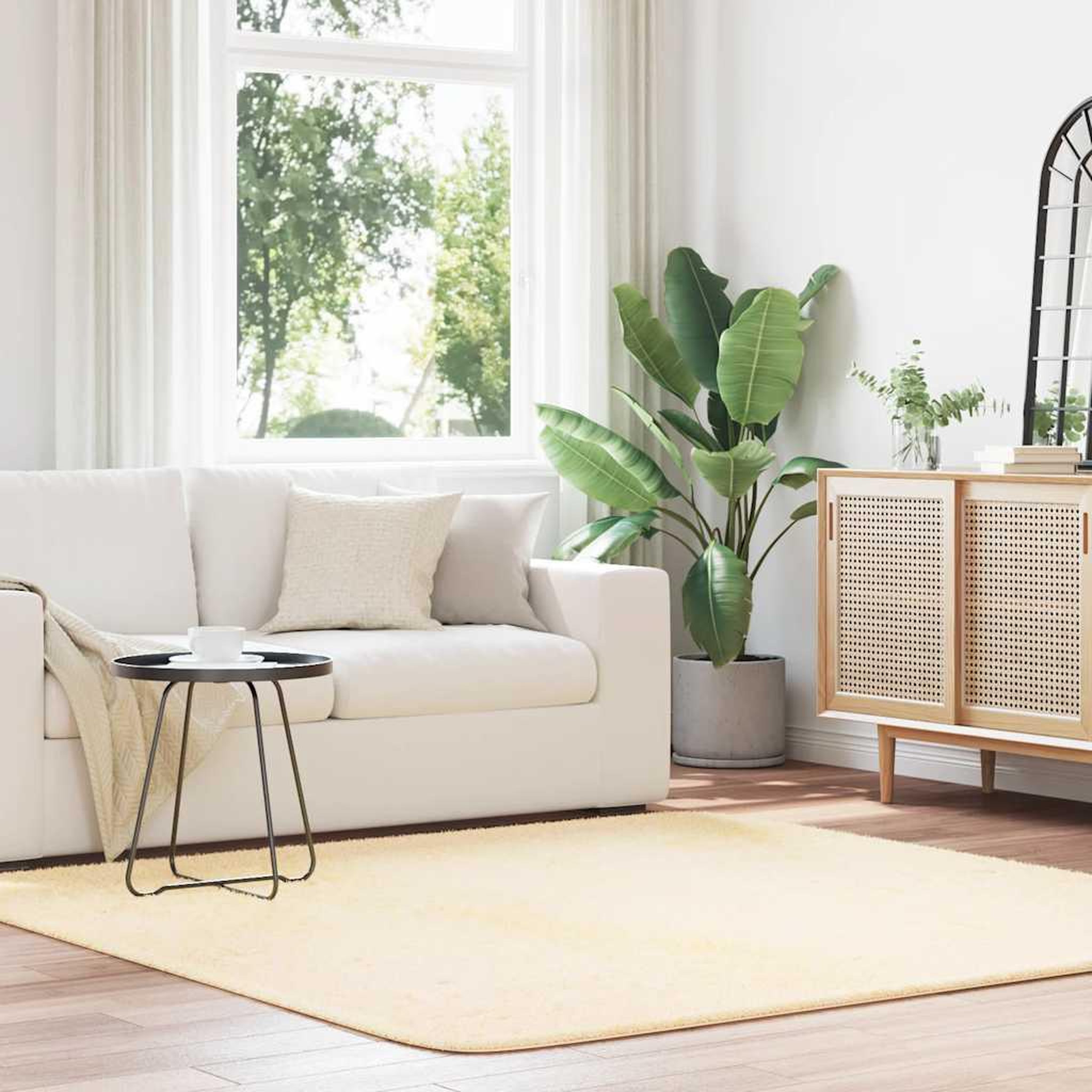 VIDAXL Tapis Shaggy a poils longs NAVARRA creme 200x200 cm polyester