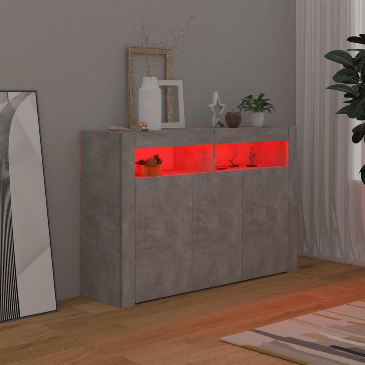 VIDAXL Buffet avec lumieres LED gris beton 115,5x30x75 cm