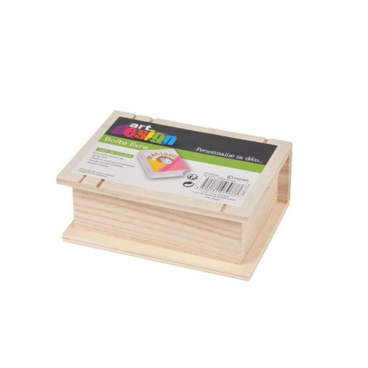 Paris Prix Boîte Déco en Bois  Livre  12cm Naturel