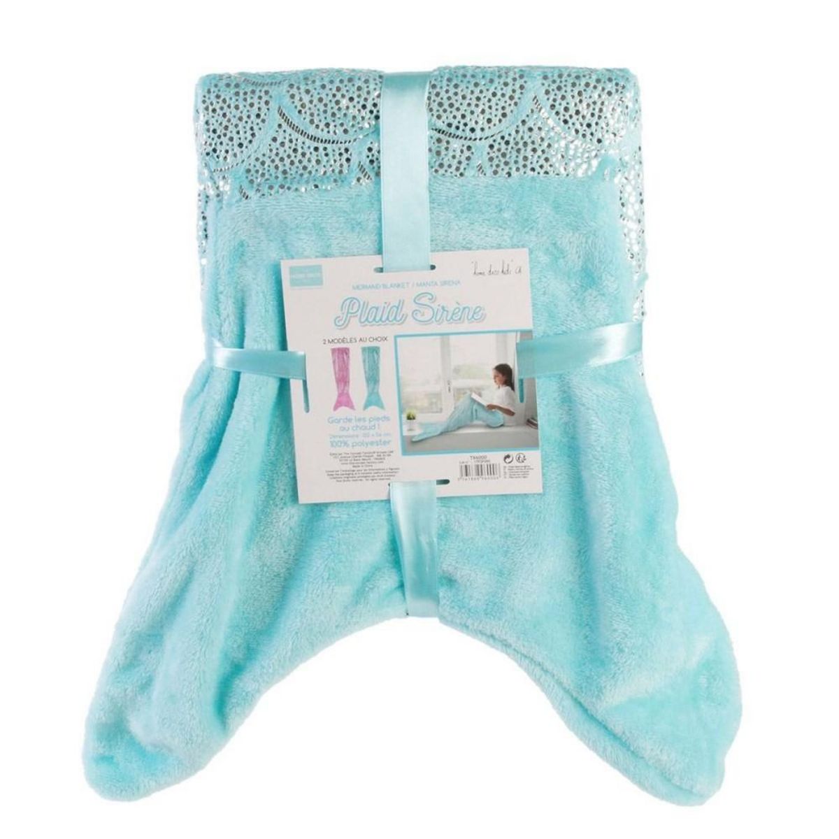 The Home Deco Factory Plaid sirène paillettes bleu