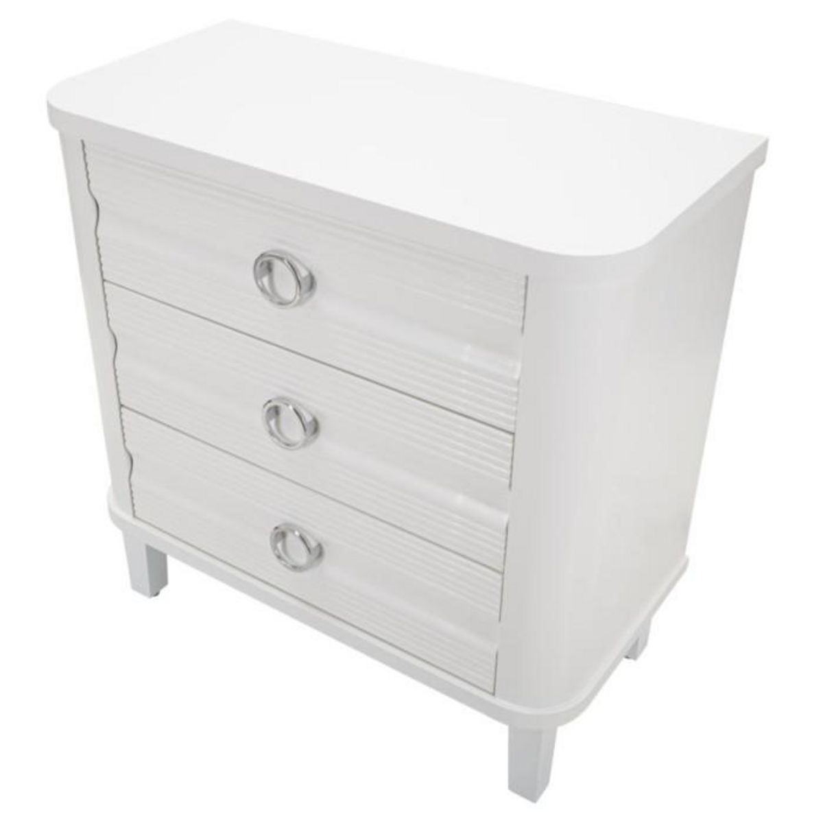 Paris Prix Commode 3 Tiroirs en Bois  Shine  84cm Blanc