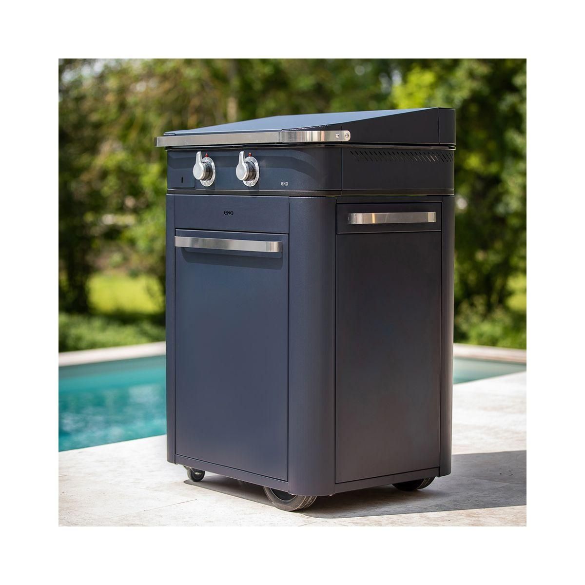Eno Plancha gaz Enosign 65 bleu navy sur chariot, 56x40 cm