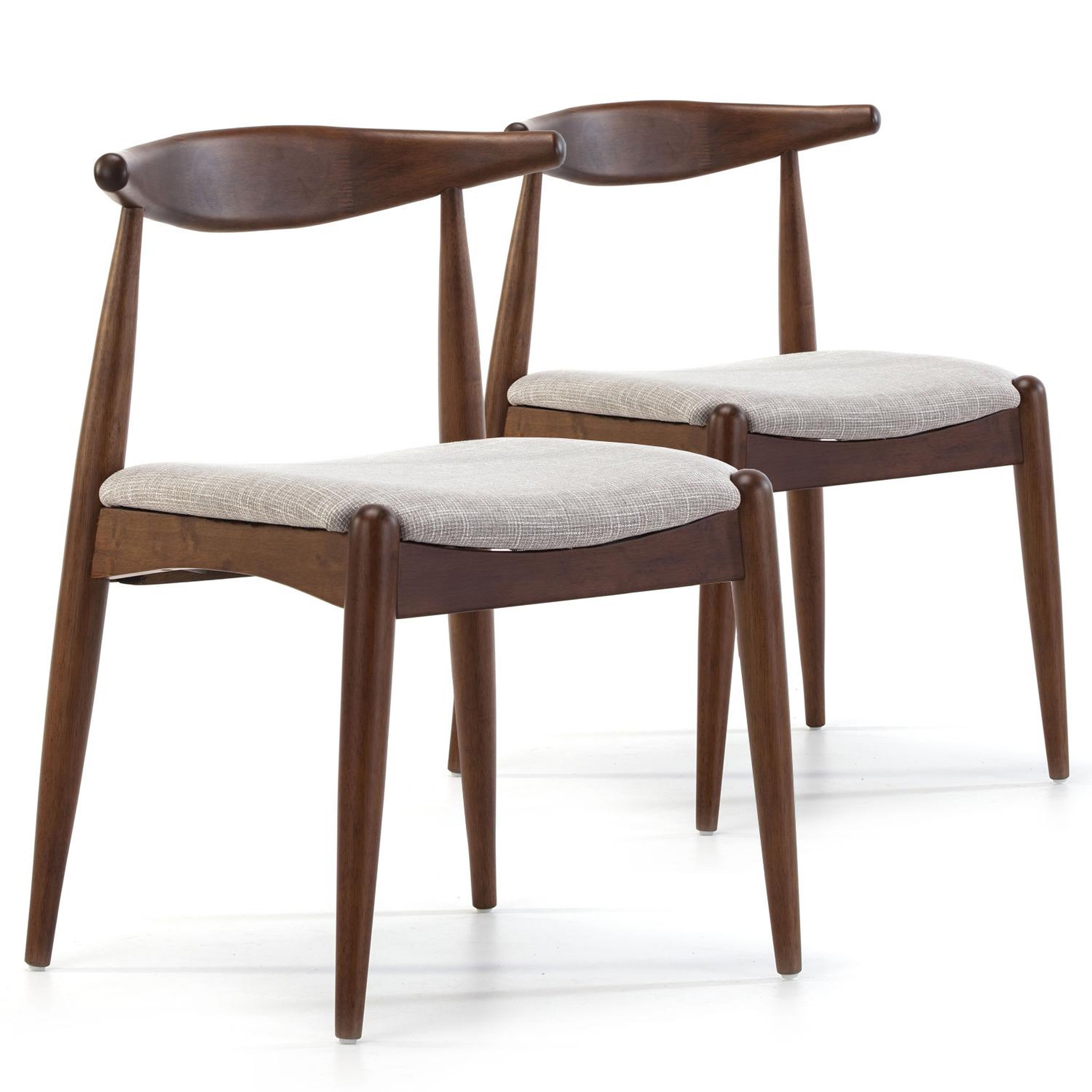 VS VENTA-STOCK Pack 2 chaises Corzo, Couleur Noyer, Bois Massif, 52,5 cm x 50 cm x 74.5 cm