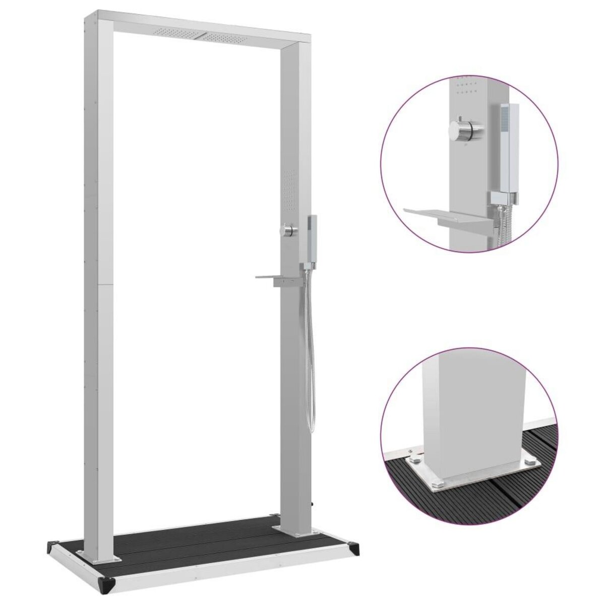 VIDAXL Douche d'exterieur avec receveur WPC Acier inoxydable