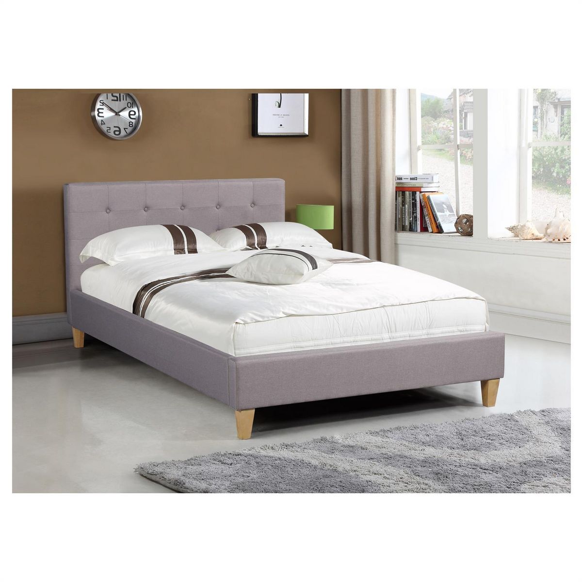 IDIMEX Lit simple LILLE, 120 x 190 cm, capitonné avec sommier, revêtement en tissu