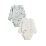 Petit Béguin Lot de 2 bodies bébé manches longues Dina. Coloris disponibles : Bleu