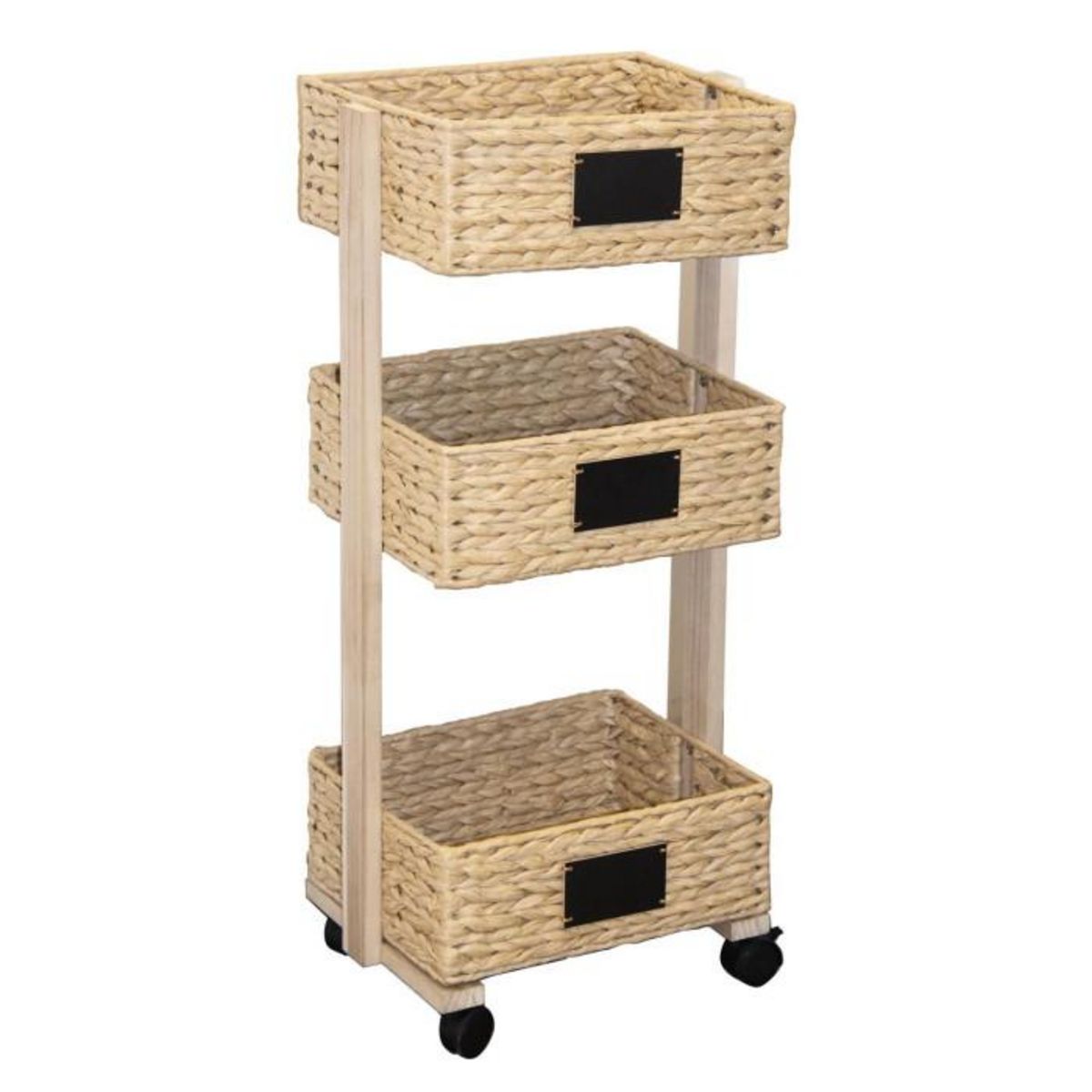 Paris Prix Desserte de Cuisine  3 Paniers Tressés  79cm Beige
