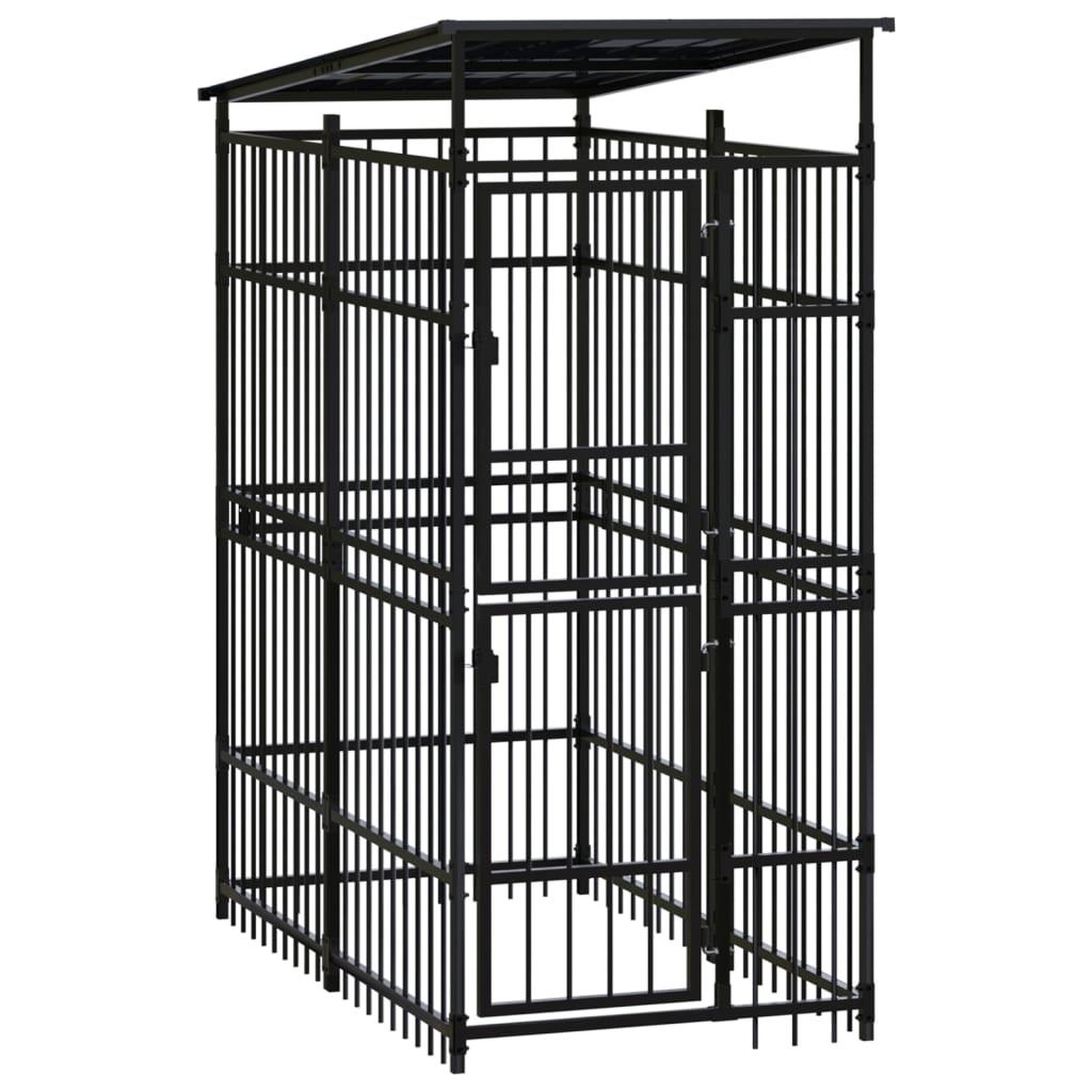 Voir la diapositive 1 : VIDAXL Chenil d'exterieur avec toit pour chiens Acier 1,84 m²