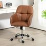 Voir la diapositive 2 : HOMCOM Chaise de bureau manager ergonomique style Chesterfield métal chromé synthétique camel