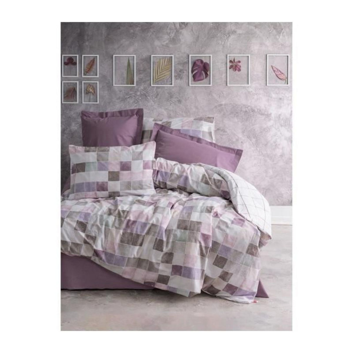 GENERIQUE Parure de lit - 129CTN64410 - 1 housse de couette 220 x 240 cm + 2 taies d'oreiller 60 x 60 cm - 100% coton ranforcé - Rose