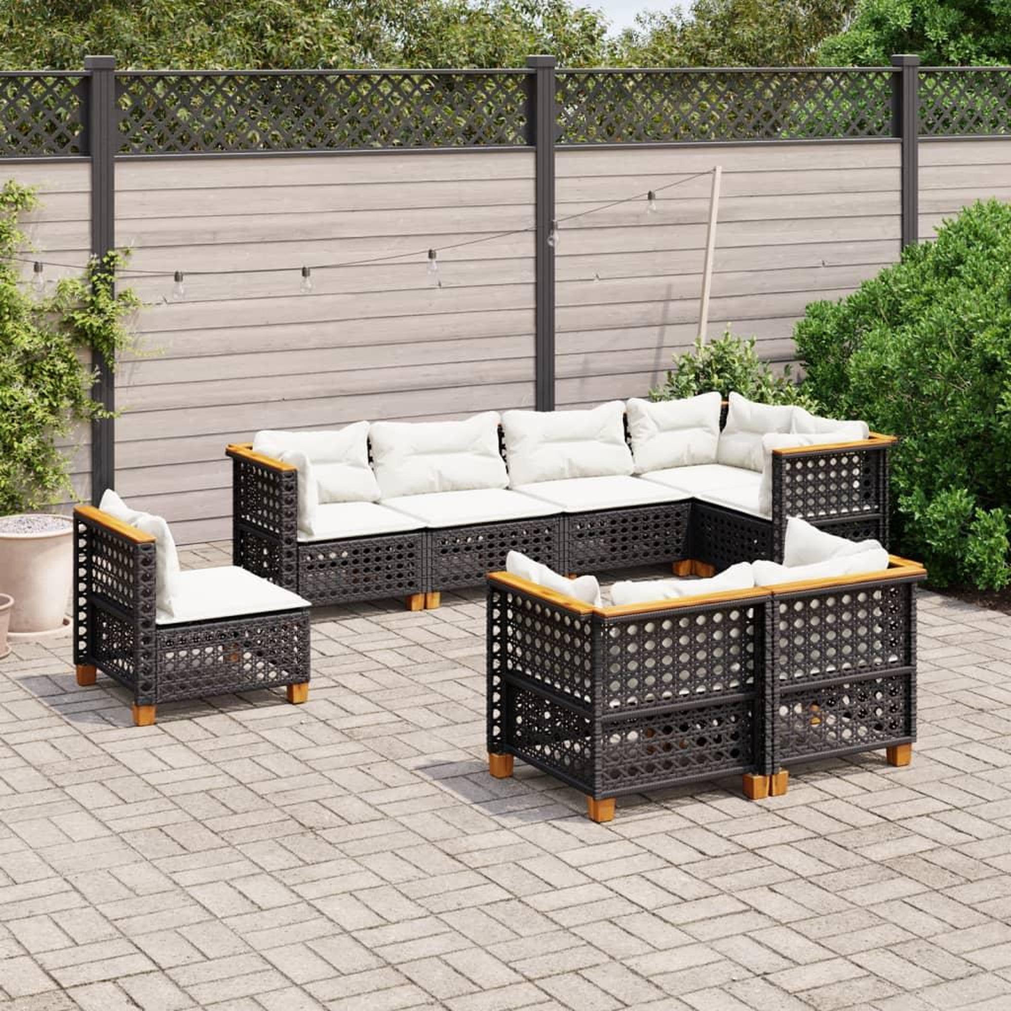 VIDAXL Salon de jardin 8 pcs avec coussins noir resine tressee