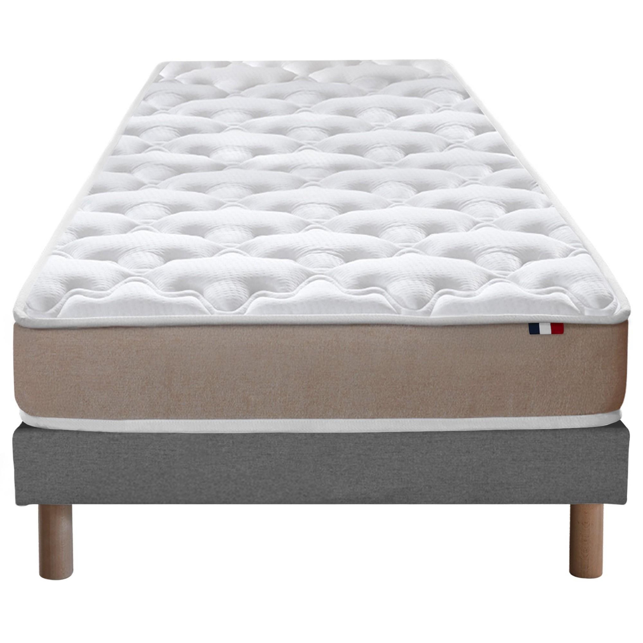 Voir la diapositive 2 : IDLITERIE Ensemble Matelas accueil Latex 3 zones INITIAL - Bi Confort Mousse & Latex + Sommier - Made in France