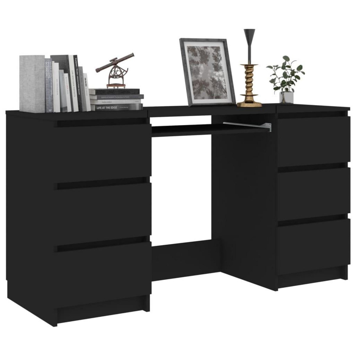 VIDAXL Bureau noir 140x50x77 cm Bois d'ingenierie