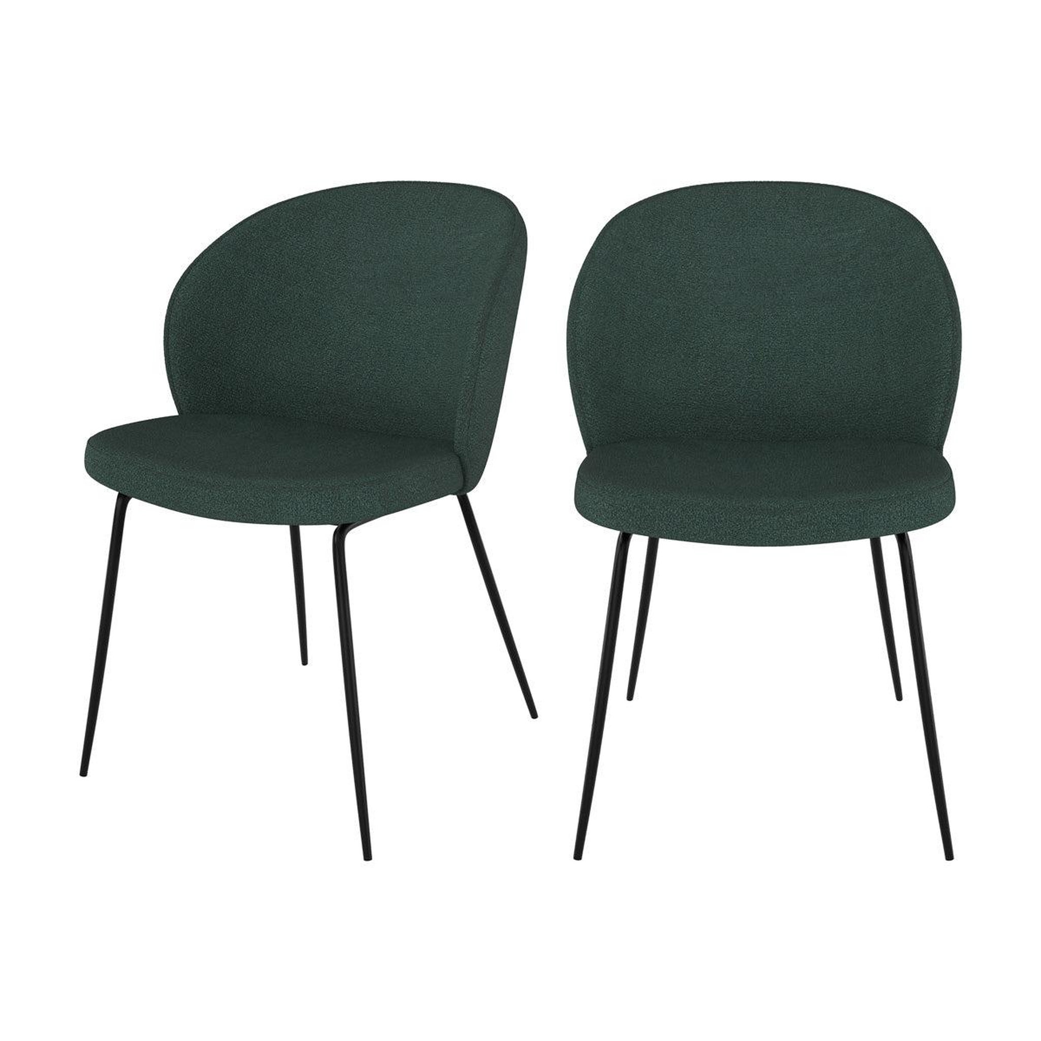 MAISON PAVANE Lot de 2 chaises vertes en tissu bouclette et pieds en métal-groom