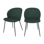 Rendez vous déco Lot de 2 chaises vertes en tissu bouclette et pied en métal-Groom