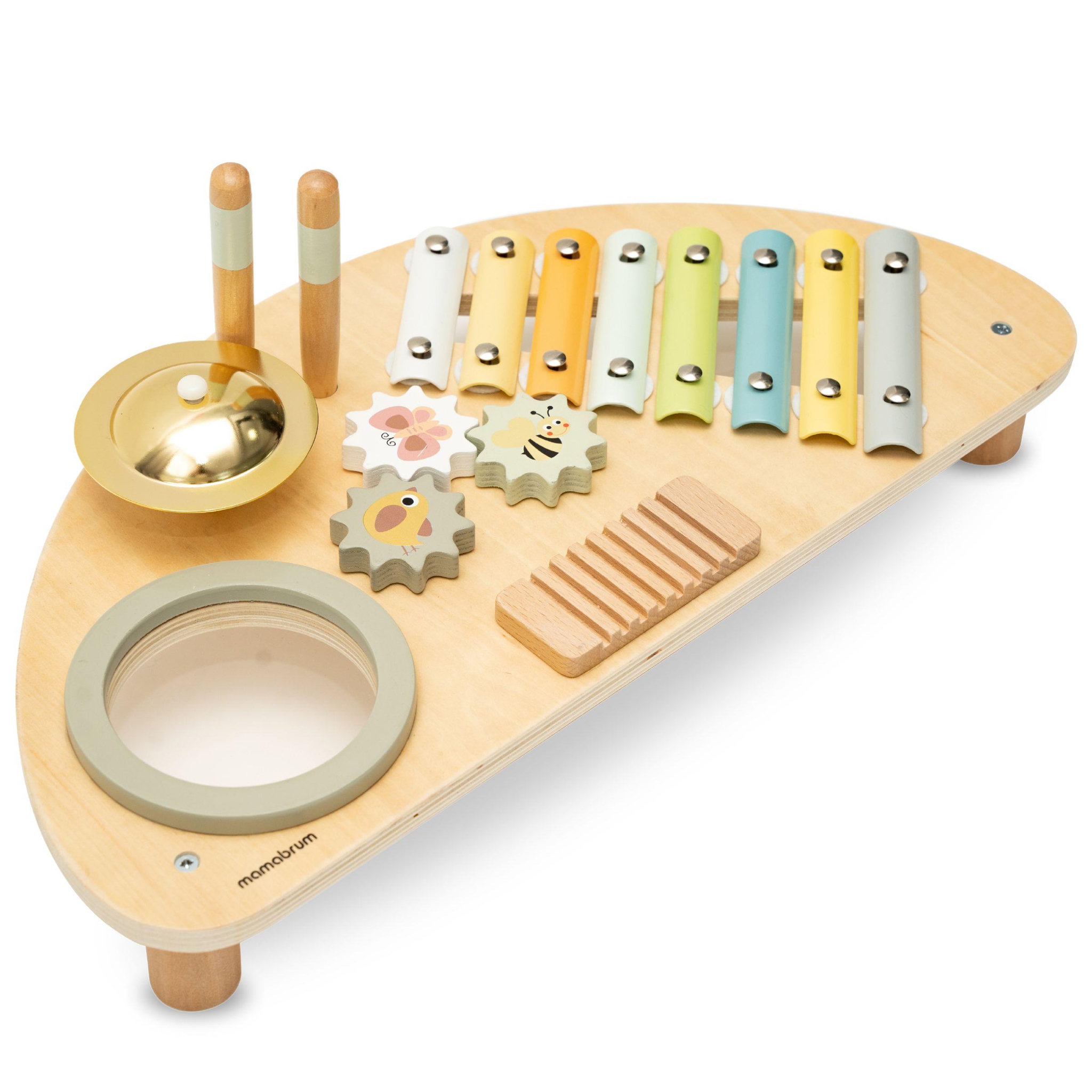 Voir la diapositive 2 : MAMABRUM Jouet D'éveil Music Bébé en Bois - Mamabrum - Xylophone & Tambour - Jouet Montessori