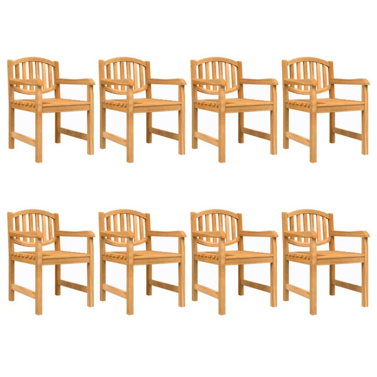 VIDAXL Chaises de jardin lot de 8 58x59x88 cm bois massif de teck