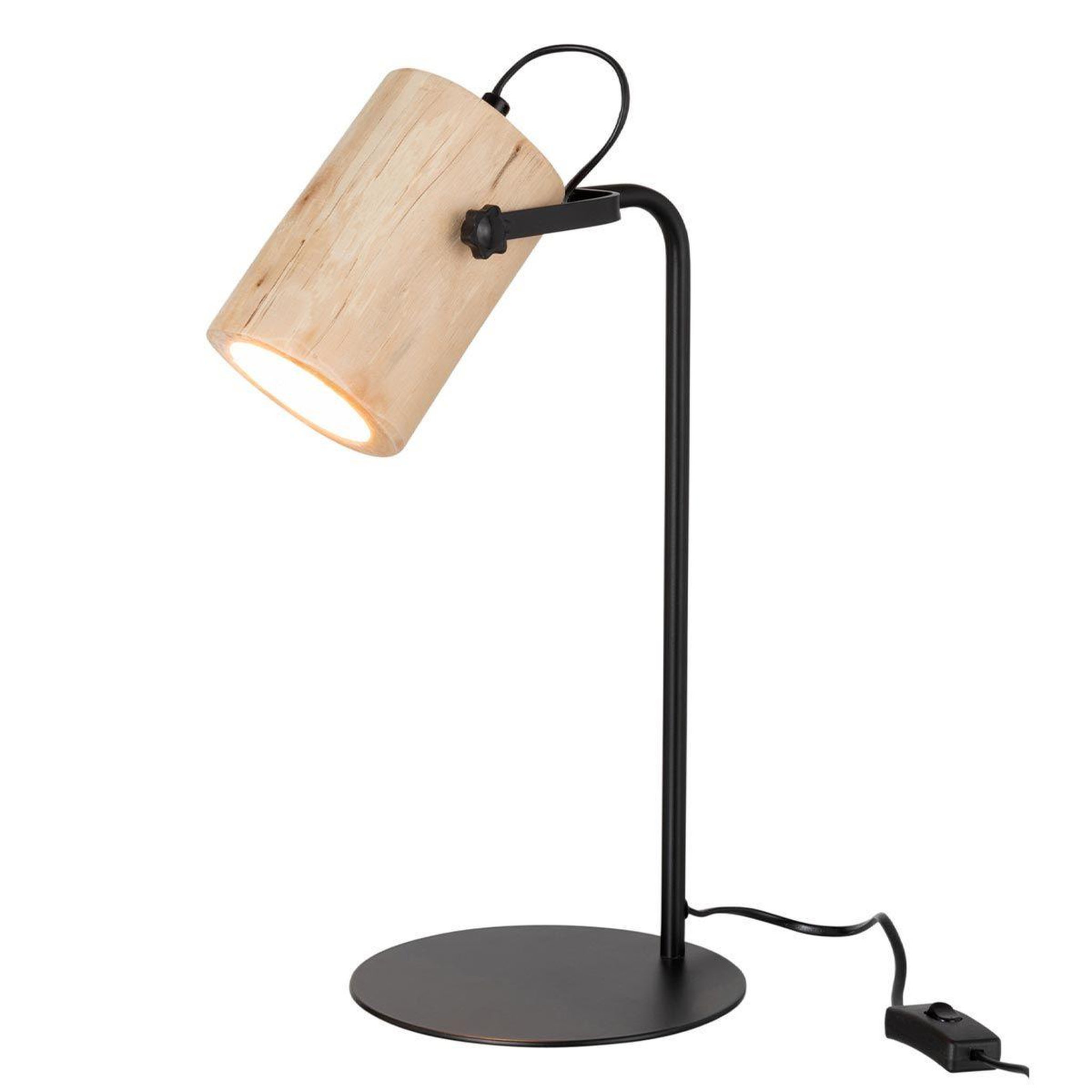 Voir la diapositive 2 : J-LINE Lampe de bureau en bois  silas  43cm naturel
