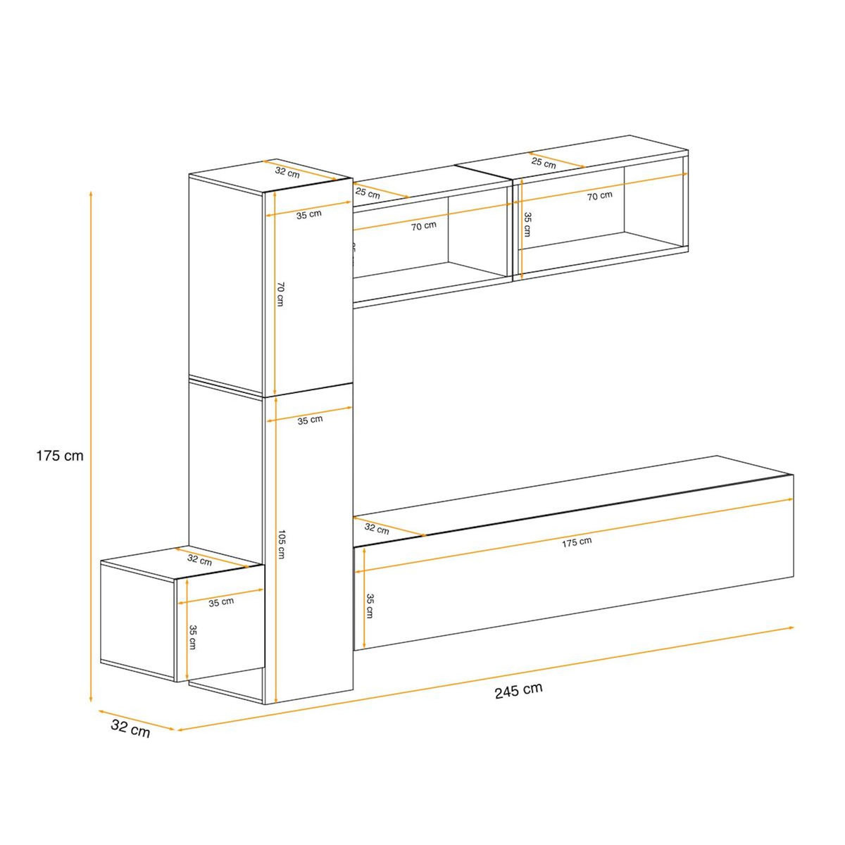 Paris Prix Ensemble Meuble TV  Blox XIII  245cm Blanc