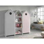 Paris Prix Pack - Étagère Enfant & 2 Armoires  Casami  Blanc, Gris & Rose