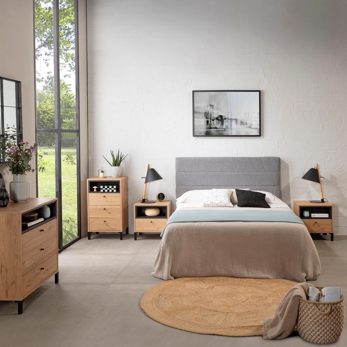 MARCKONFORT Tête de lit tapissée Miconos 150x60 cm Couleur Gris, 8 cm d'épaisseur