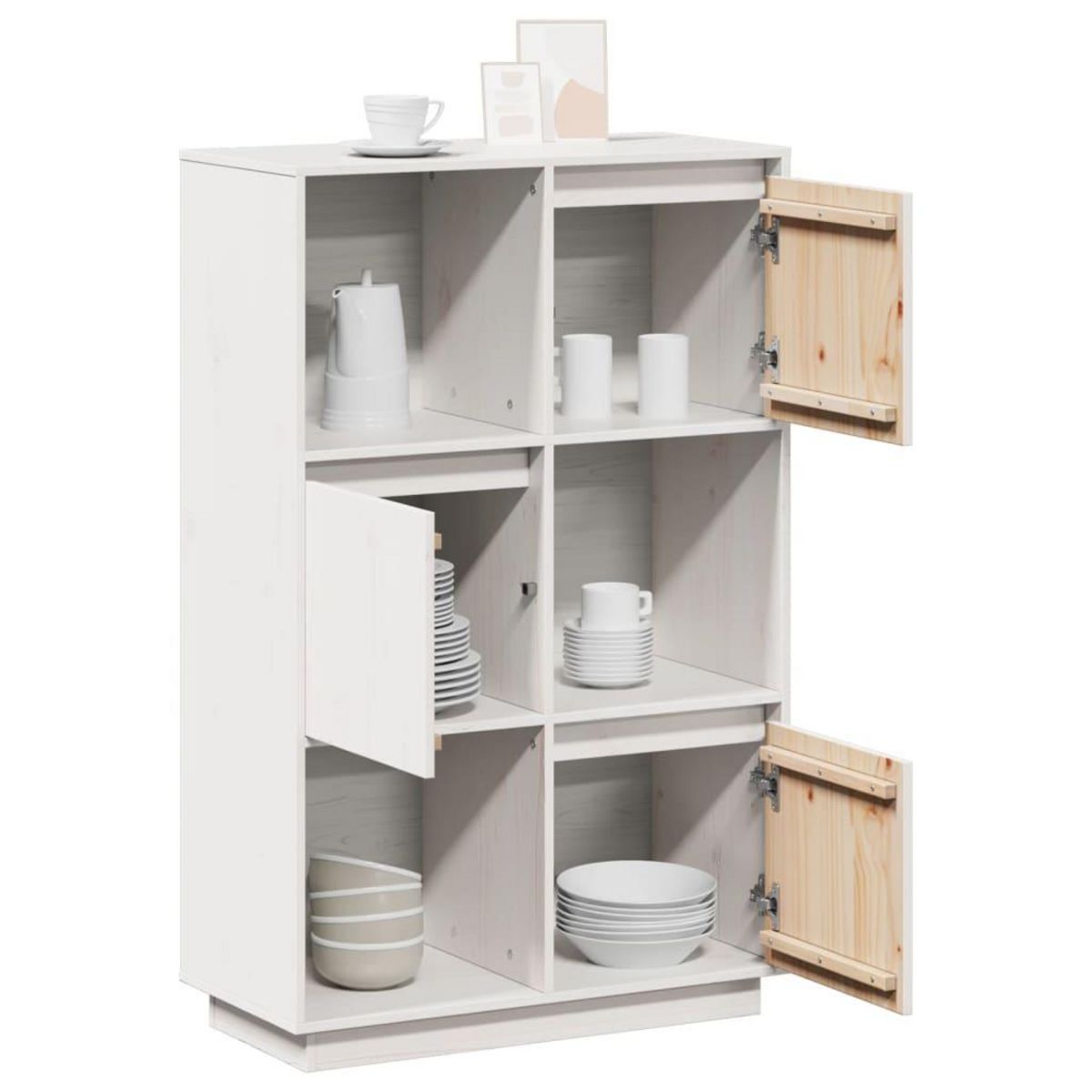 VIDAXL Buffet haut Blanc 74x35x117 cm Bois massif de pin