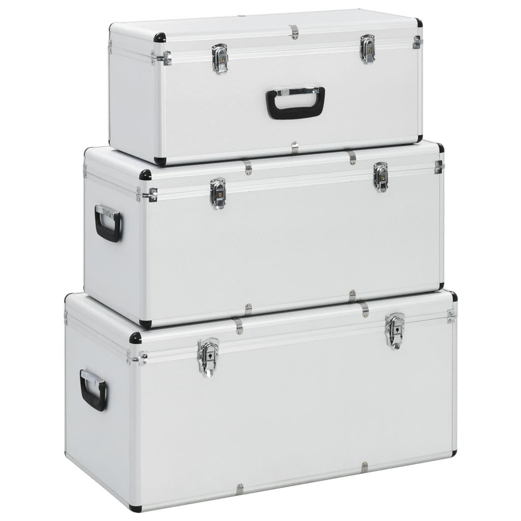 VIDAXL Boîtes de rangement 3 pcs Argente Aluminium