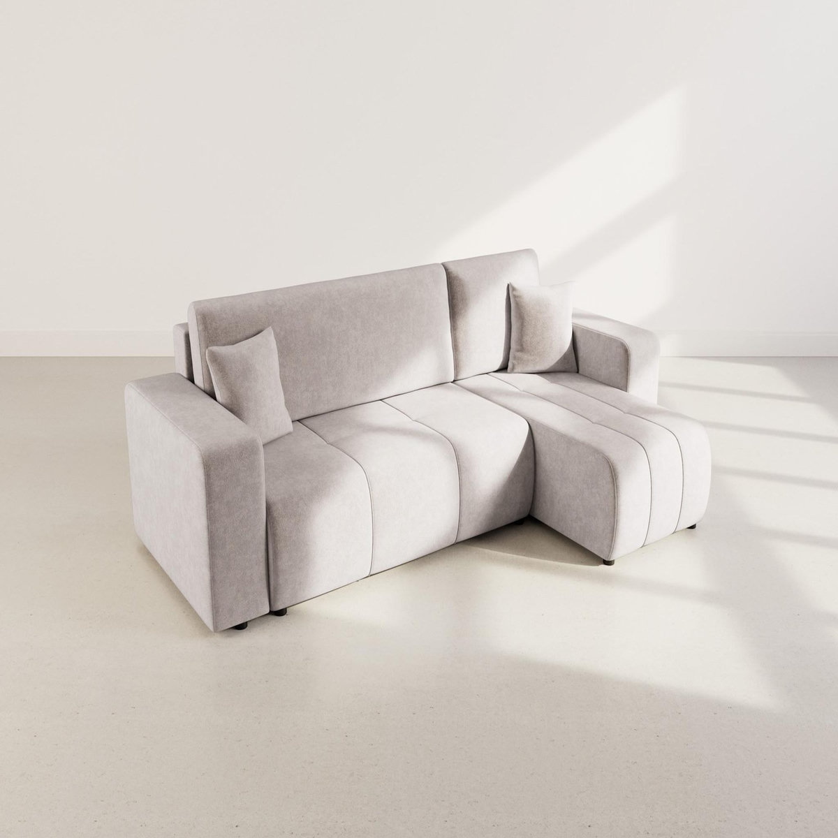 BEST MOBILIER Nicole - canapé d'angle réversible 4 places convertible avec coffre en tissu