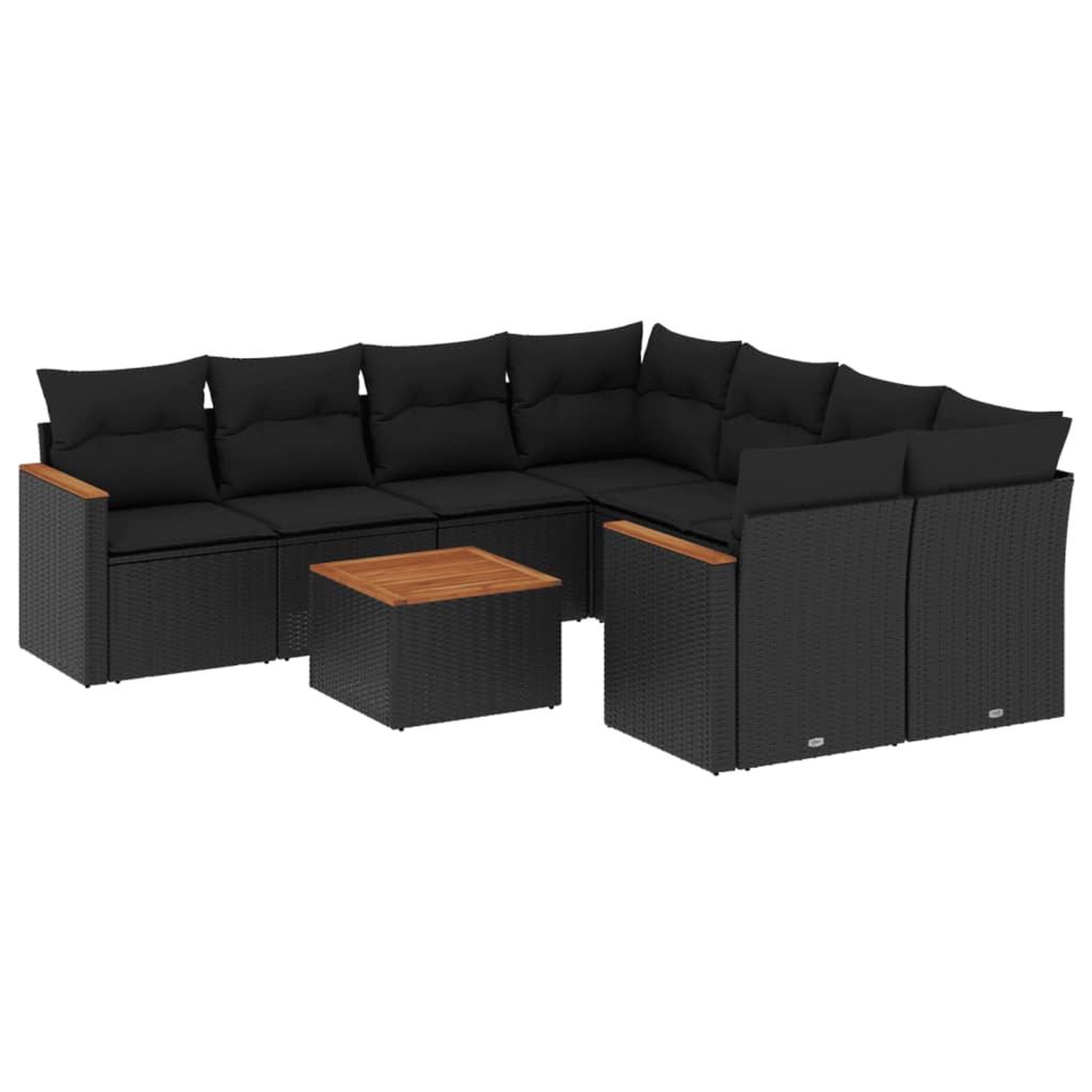 Voir la diapositive 2 : VIDAXL Salon de jardin 9 pcs avec coussins noir resine tressee
