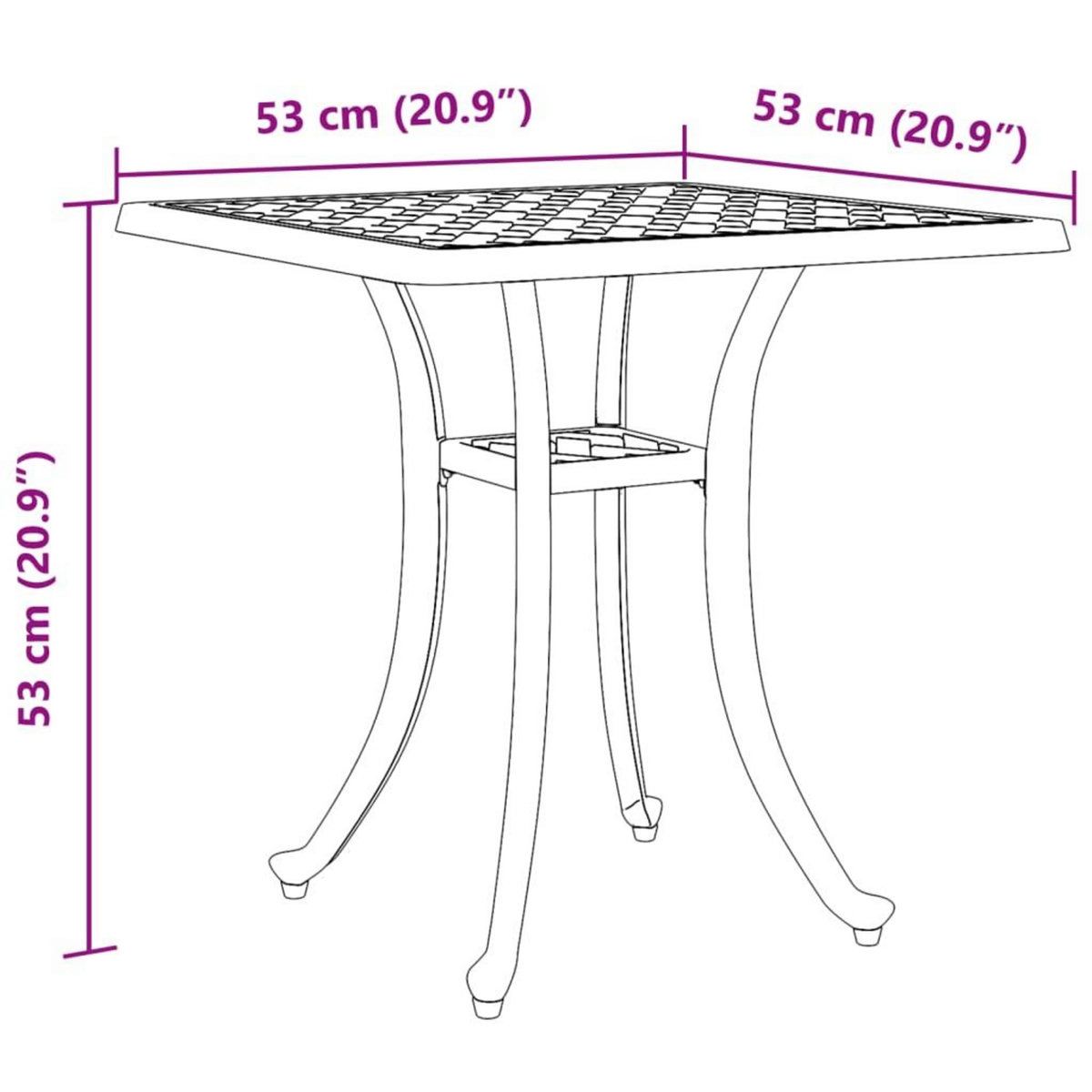 VIDAXL Table de jardin noir 53x53x53 cm aluminium coule