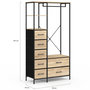 Voir la diapositive 4 : ID MARKET Dressing penderie + colonne L. 90 cm UTAH avec 1 étagère et 7 bacs en tissu bois et noir