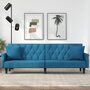 VIDAXL Canape-lit avec accoudoirs bleu velours
