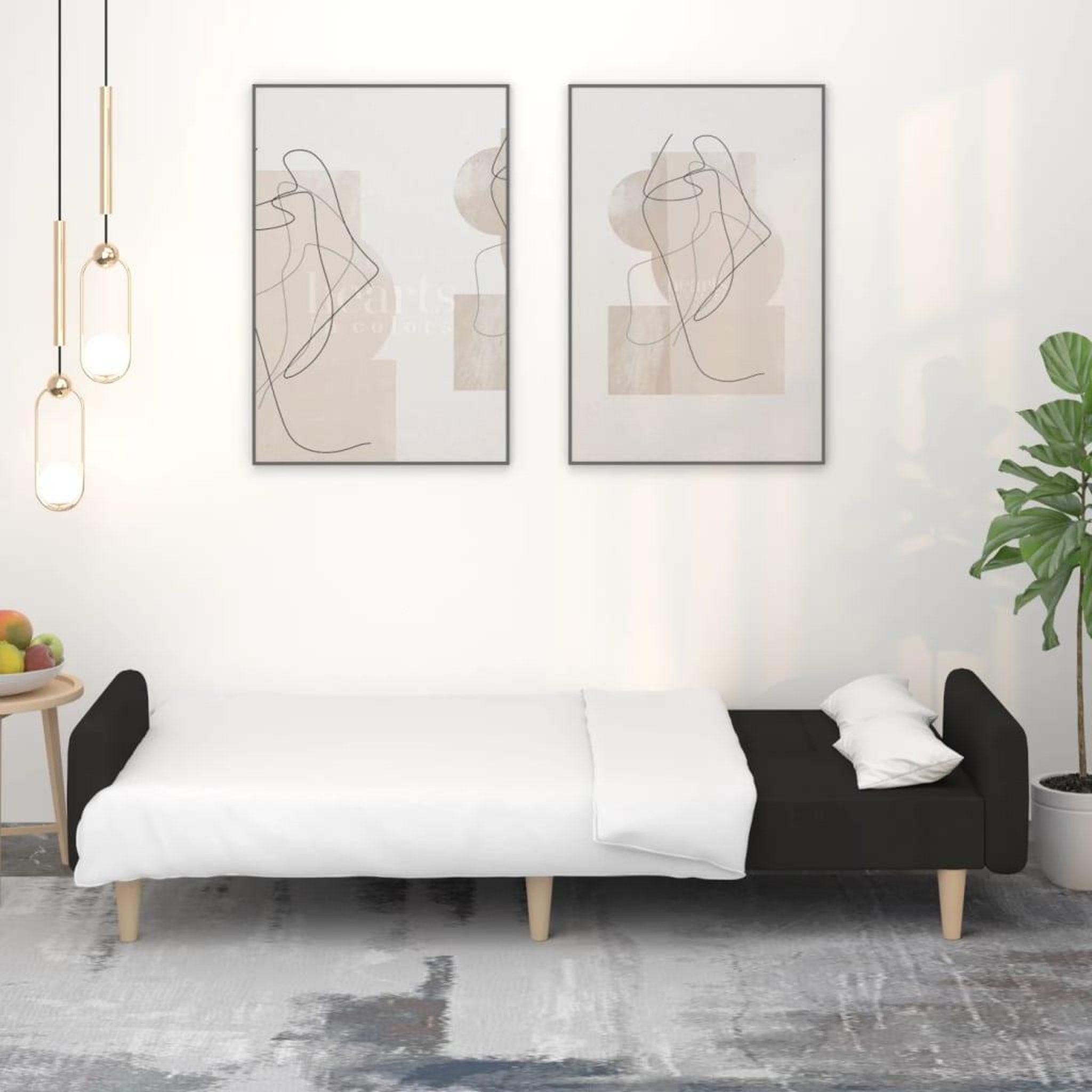 Voir la diapositive 3 : VIDAXL Canape-lit a 2 places noir tissu
