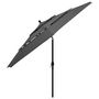 Voir la diapositive 3 : VIDAXL Parasol de jardin a 3 niveaux avec mat en aluminium anthracite