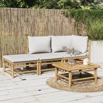 VIDAXL Salon de jardin 3 pcs avec coussins gris clair bambou