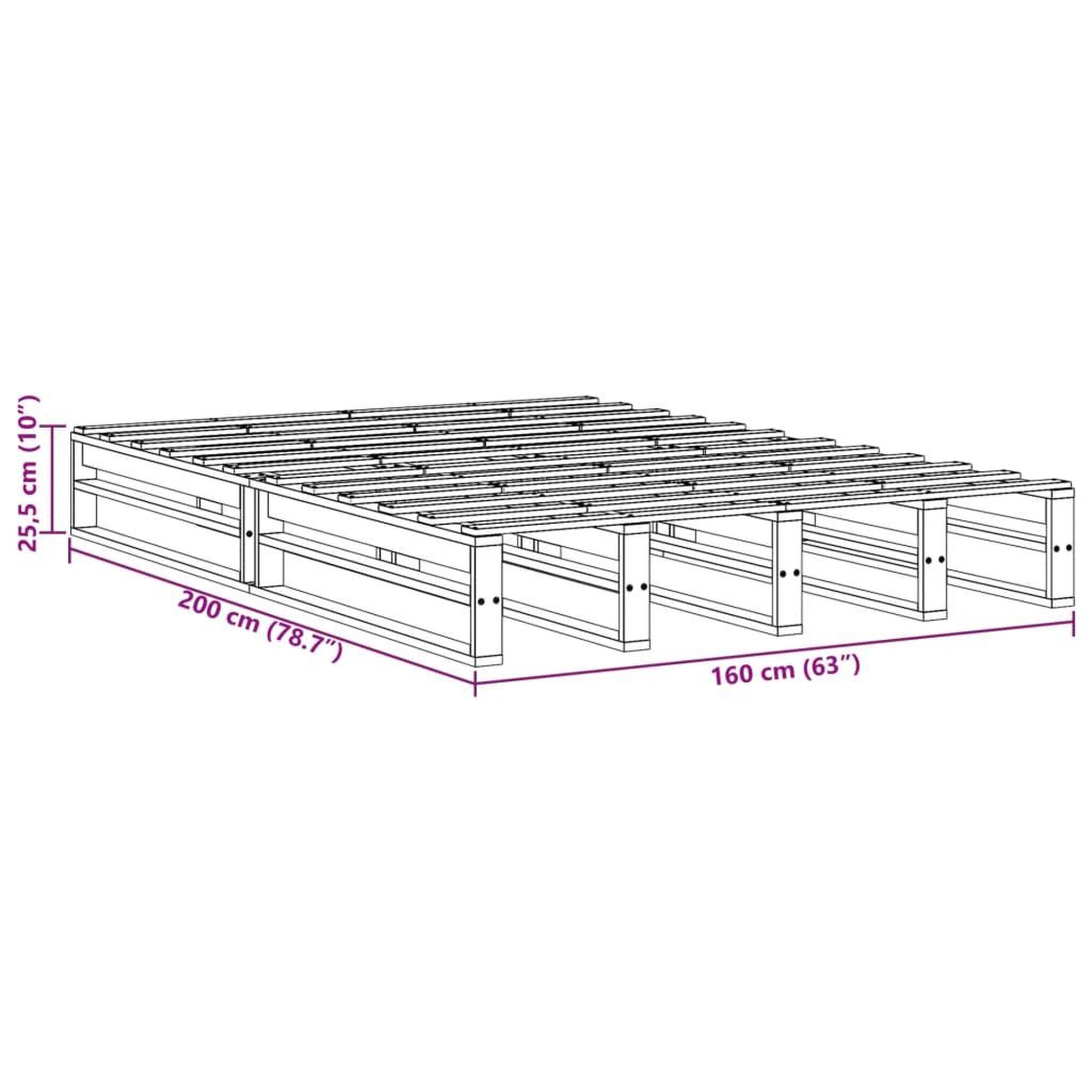 Voir la diapositive 6 : VIDAXL Cadre de lit sans matelas 160x200 cm bois massif de pin
