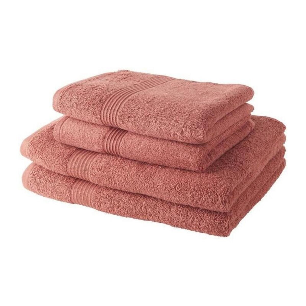 Today TODAY Lot de 2 Serviettes de Bain 50x100 cm + 2 Draps de Bain 70x130 cm Terracotta 100% coton