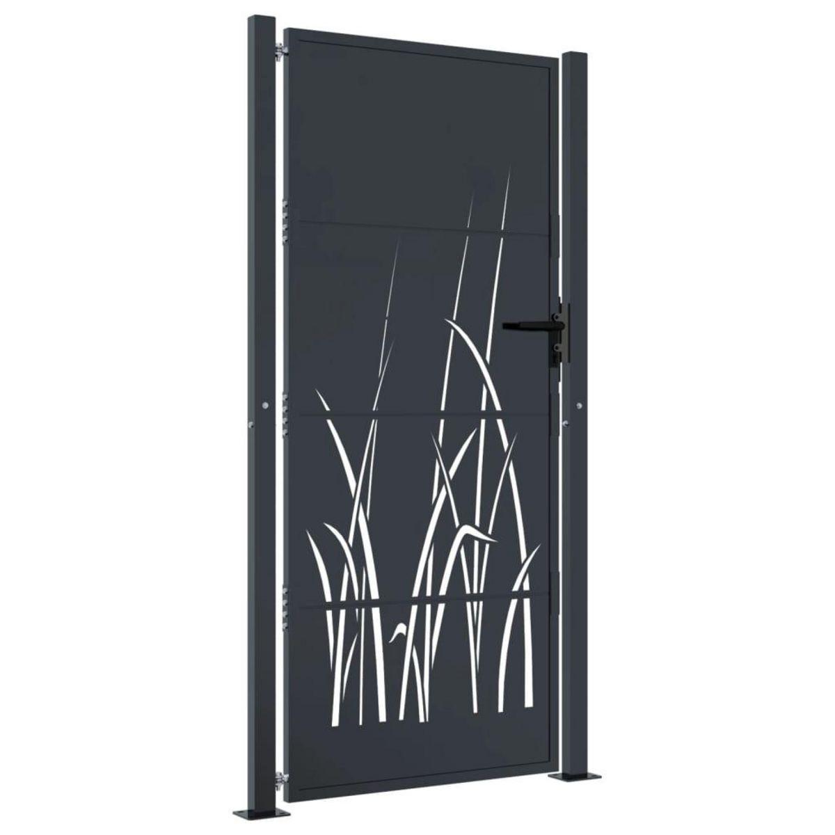 VIDAXL Portail de jardin anthracite 105x205cm acier conception d'herbe