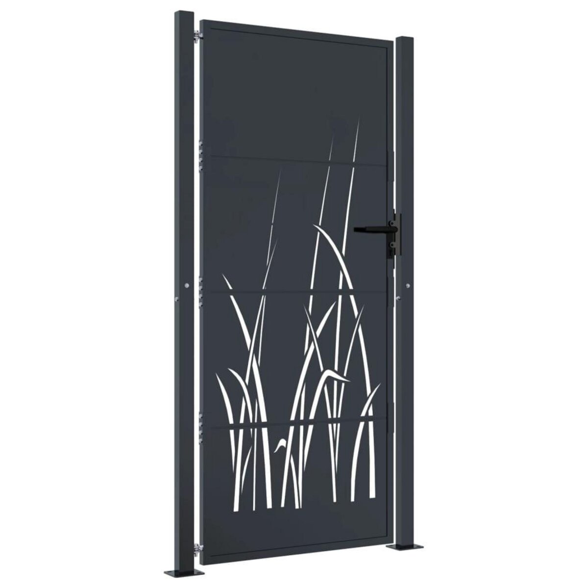 VIDAXL Portail de jardin anthracite 105x205cm acier conception d'herbe